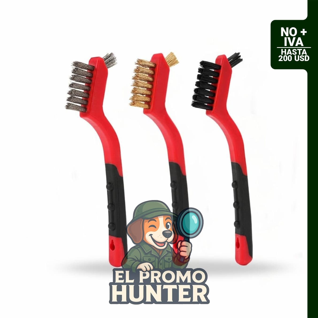 Juego de 3 cepillos de alambre mini CHUNG THAI BRUSH, acero inoxidable, latón chapado y cerdas de nailon.