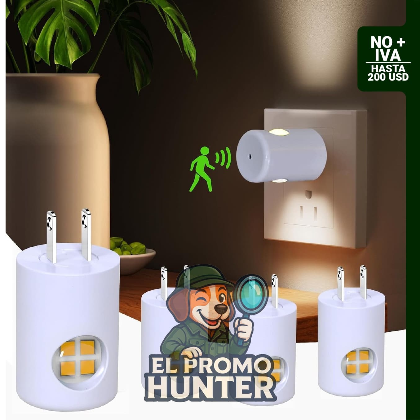 GEPLAD Paquete de 4 luces nocturnas LED con sensor de movimiento, 100 lúmenes, 5000 K.