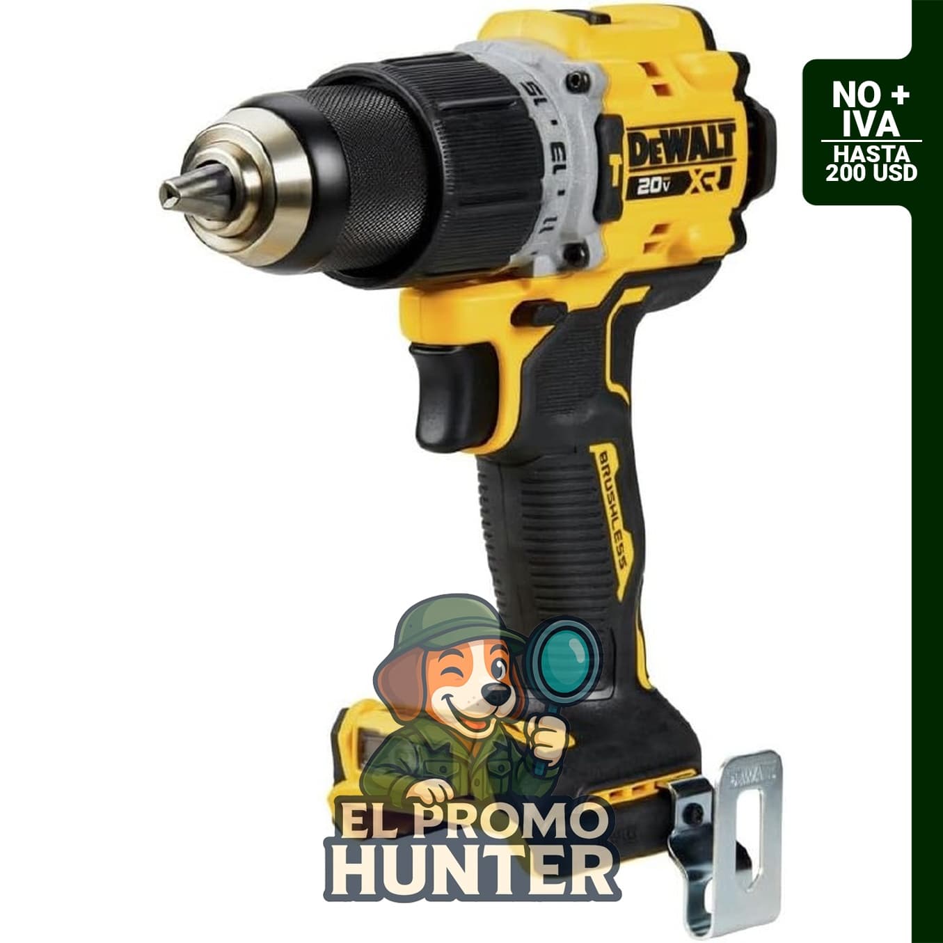 DEWALT 20V MAX Taladro de martillo inalámbrico de 1/2", sin escobillas, compacto, 2 velocidades.