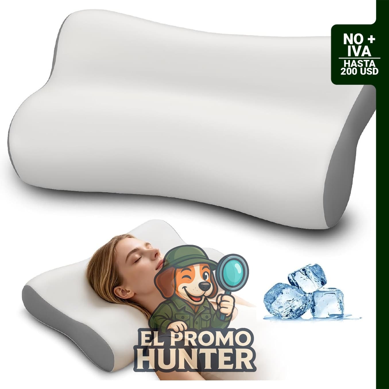 Almohada cervical Polovo para alivio del dolor, almohada ergonómica de espuma viscoelástica.