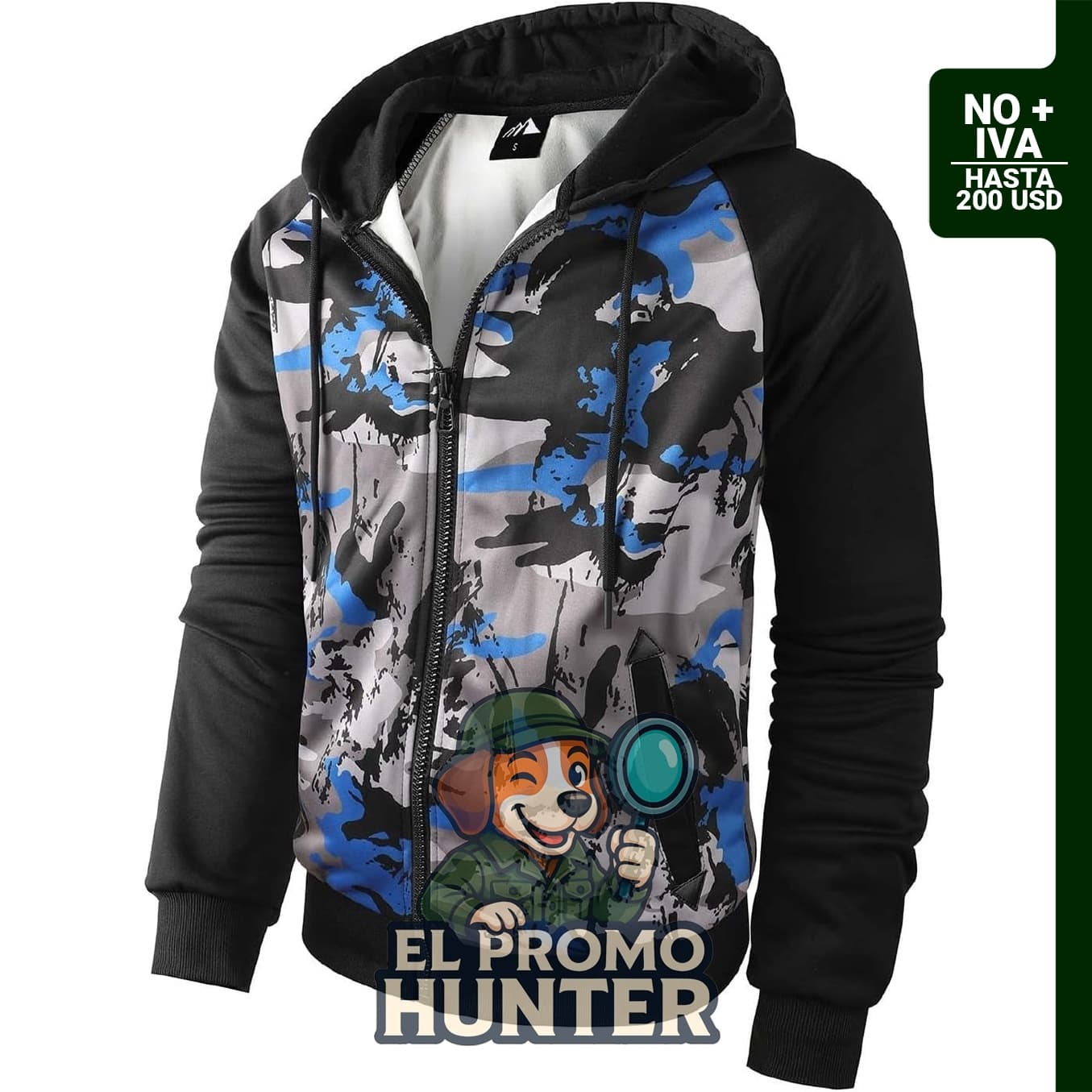Sudadera con capucha COOKFIP, con cremallera, forro polar, manga larga y bolsillo.