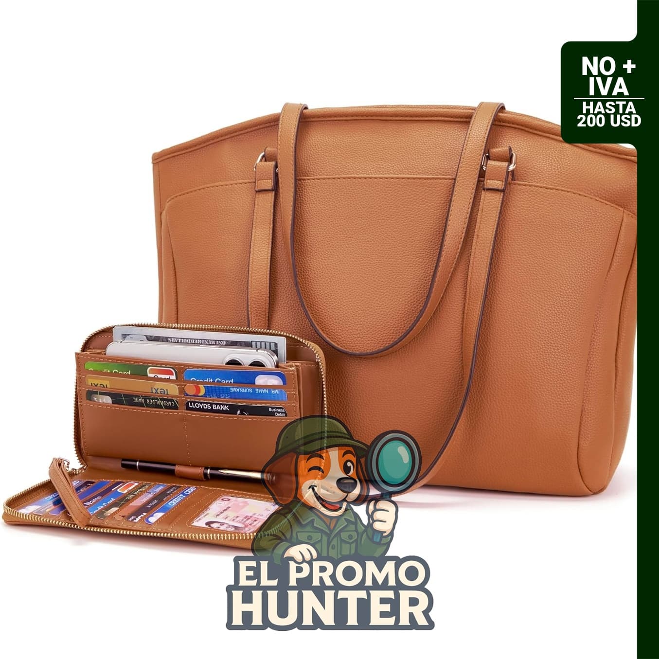 Bolsa de mano para laptop de 15.6" (38 cm) para mujer, de cuero vegano resistente al agua con funda acolchada y múltiples bolsillos.