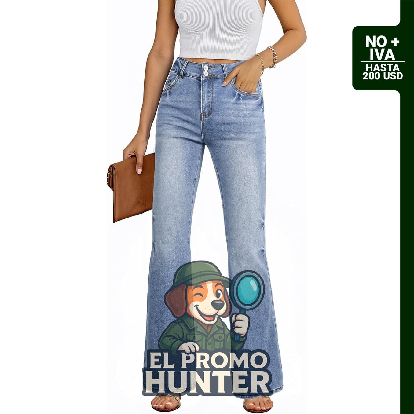 Pantalones de mezclilla acampanados EVALESS, de cintura alta y pierna ancha, con corte de bota y mezcla elástica.