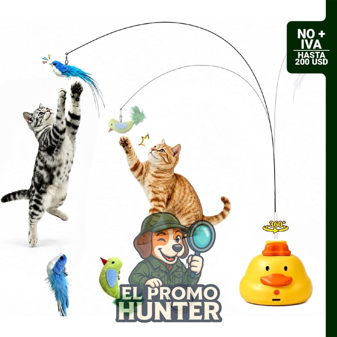 Juguete interactivo automático móvil volador 360 ° para gatos de interior TOYEYE.