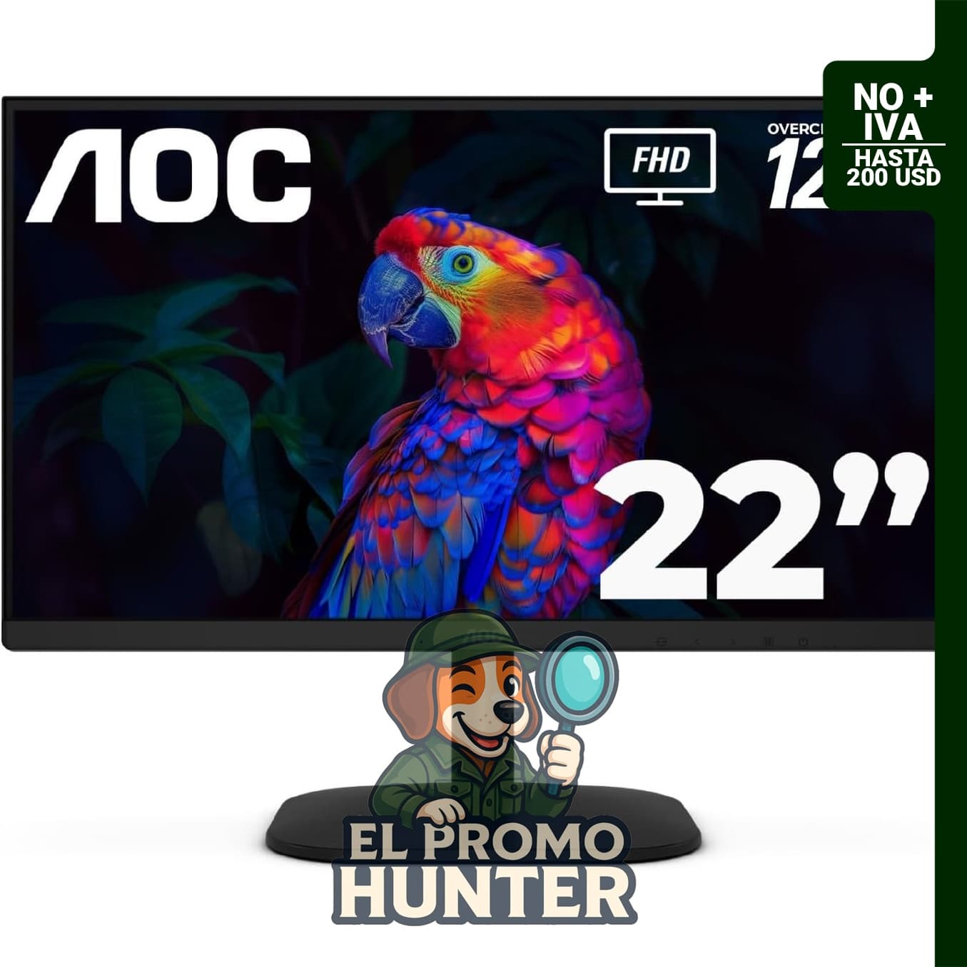 Monitor AOC de 22" (55.88 cm) FHD 120Hz VA HDR.