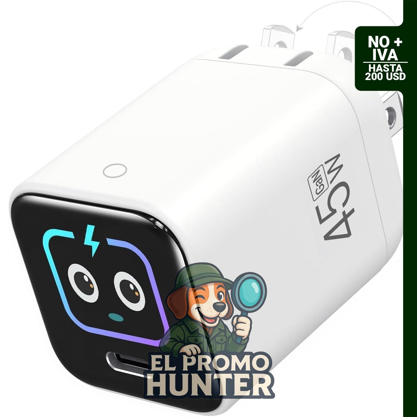 Cargador FENDALE de pantalla inteligente USB-C de 45 W con cable de 6.6 pies.