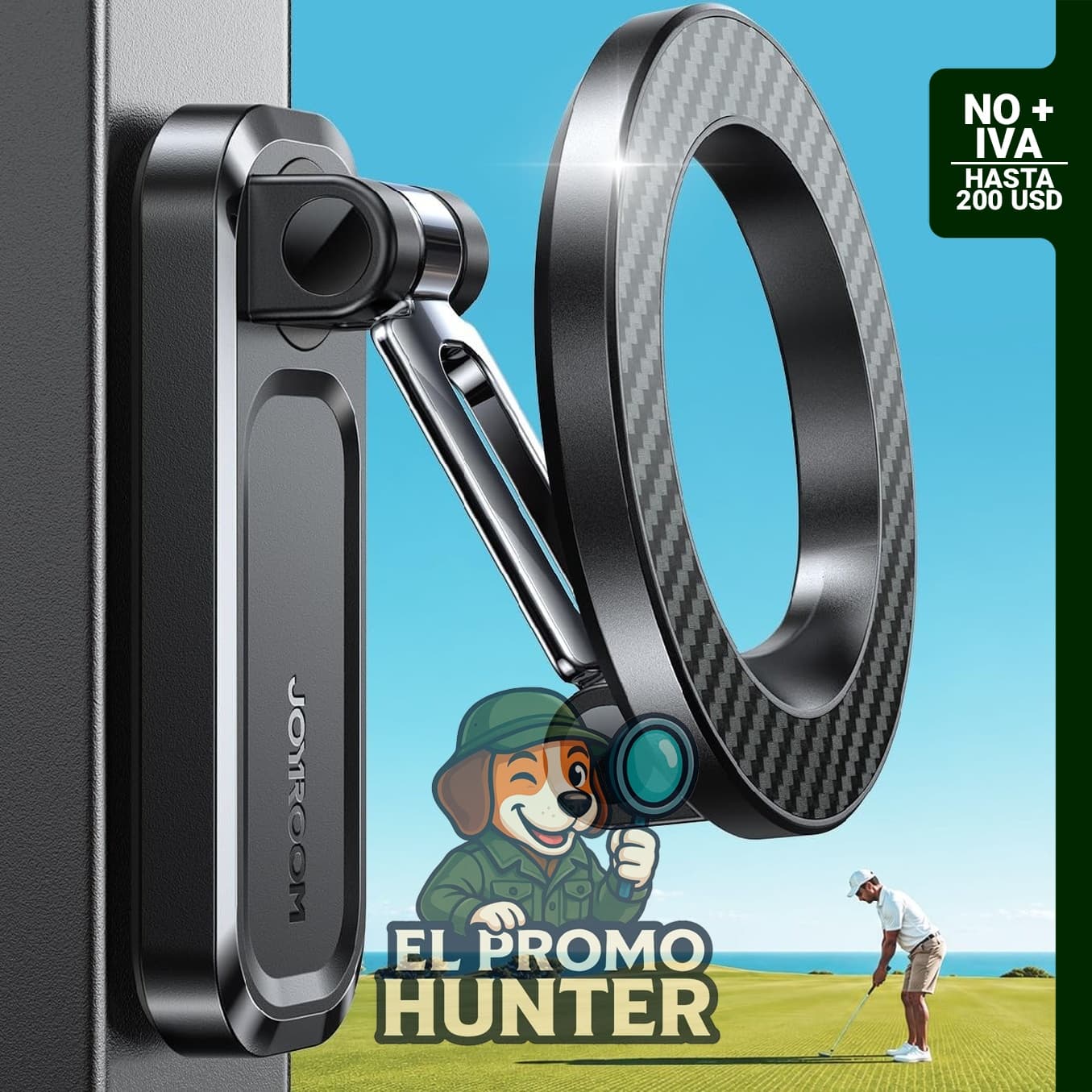 Soporte magnético de doble cara para carrito de golf.