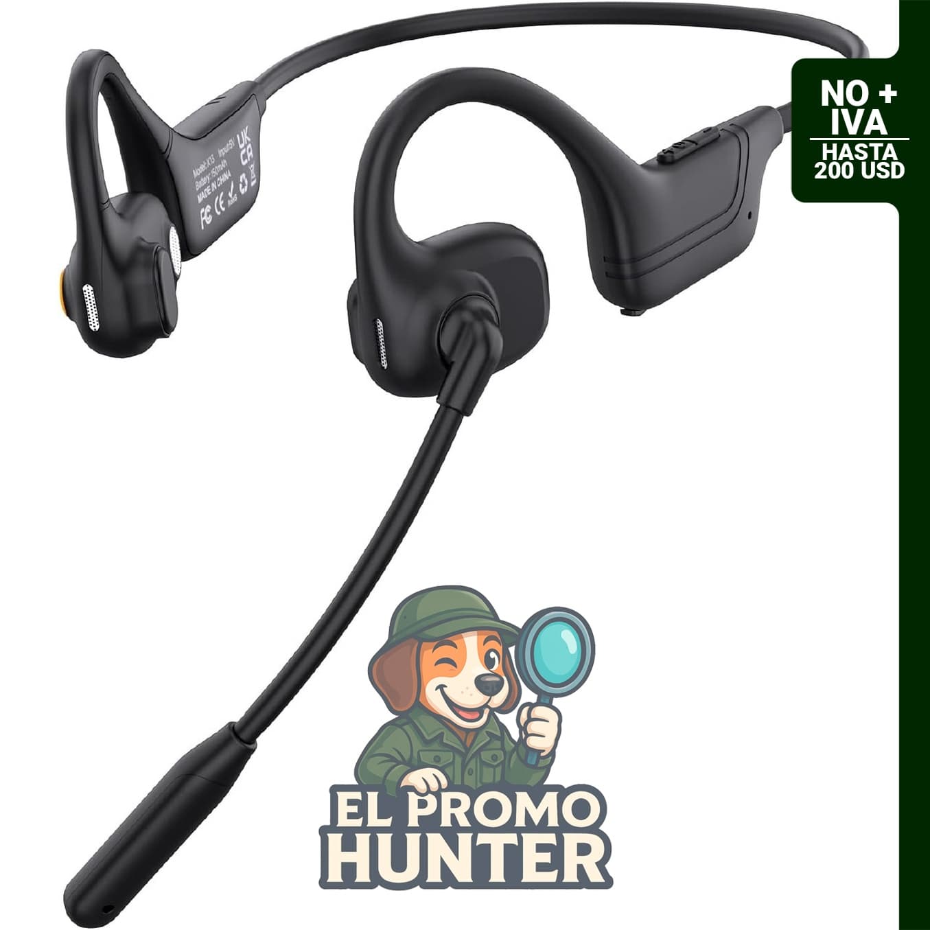 Auriculares abiertos Bluetooth con micrófono.