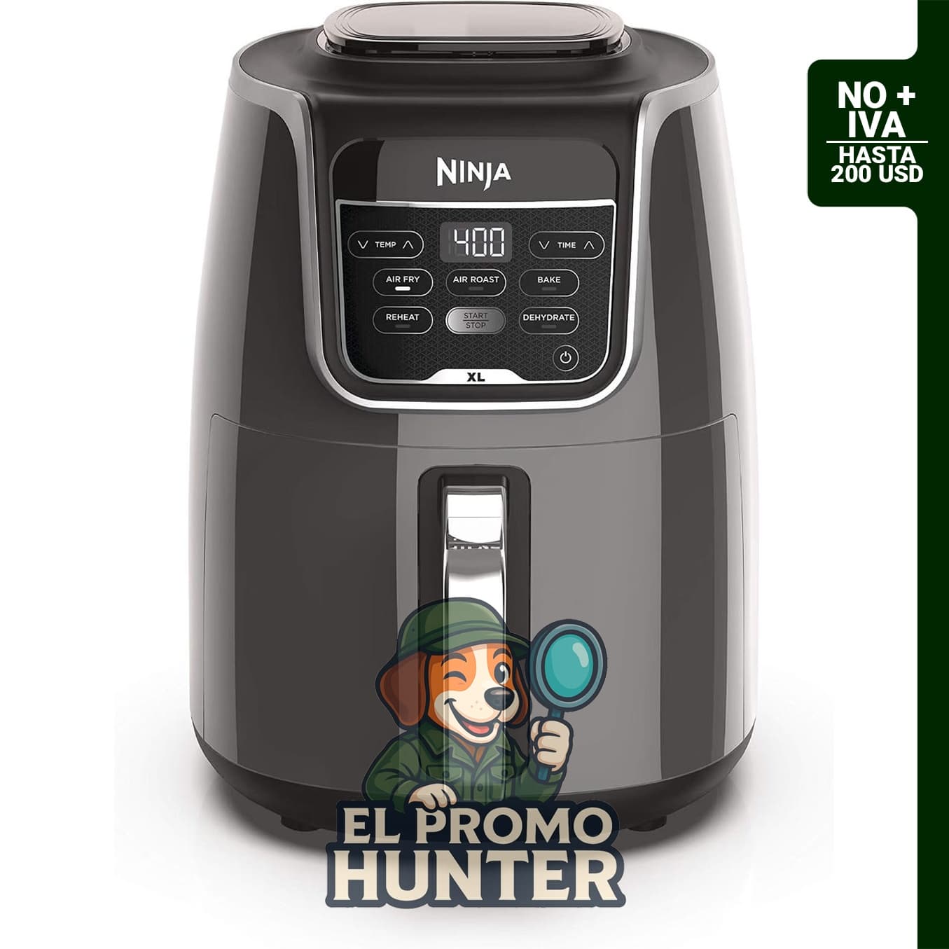 Ninja Freidora de aire XL, 5.5 cuartos (5.2 L), 5 en 1, color gris, modelo AF150AMZ.