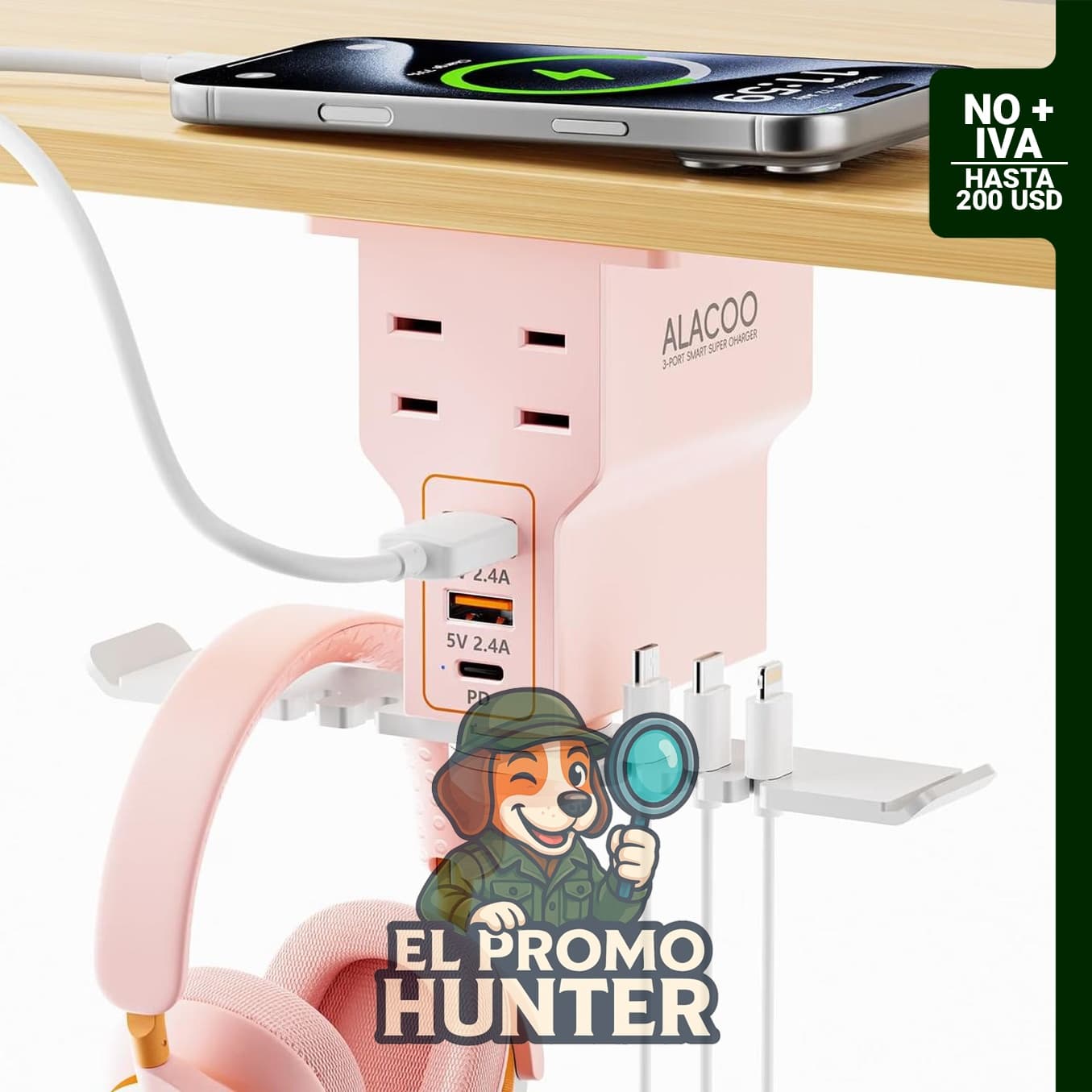 Gancho multifunción ALACOO para colgar auriculares de escritorio.