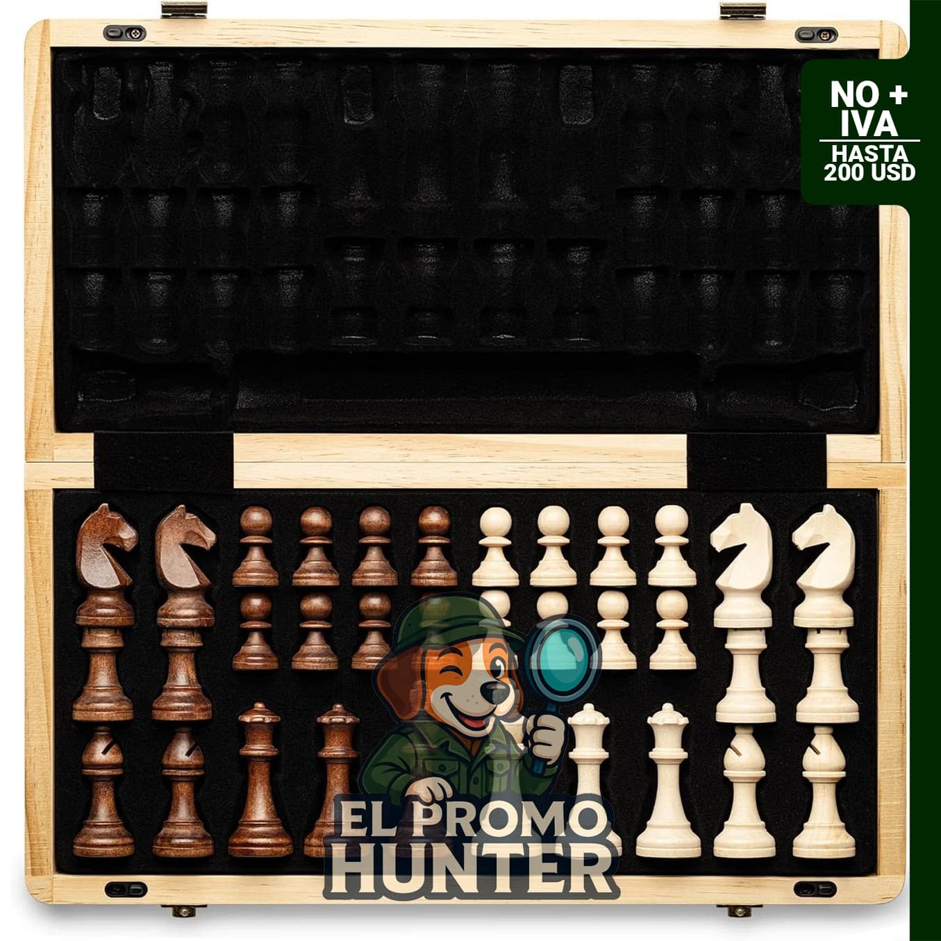 A&A Juego de ajedrez magnético de madera plegable de 15" (38 cm) con piezas Staunton de 3" (7.6 cm).