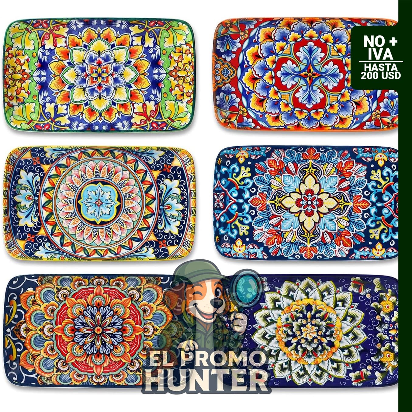 vancasso Simi - Juego de 6 platos rectangulares de cerámica, aptos para microondas y horno.