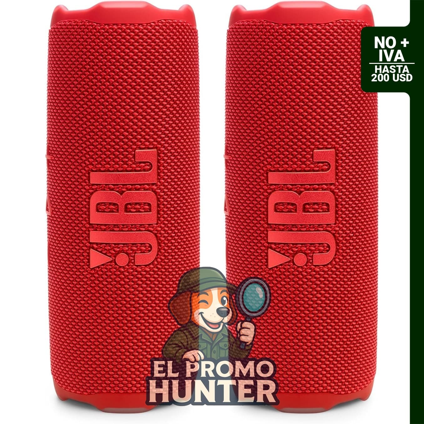 JBL Flip 7 - Paquete de 2 bocinas portátiles impermeables en color rojo.