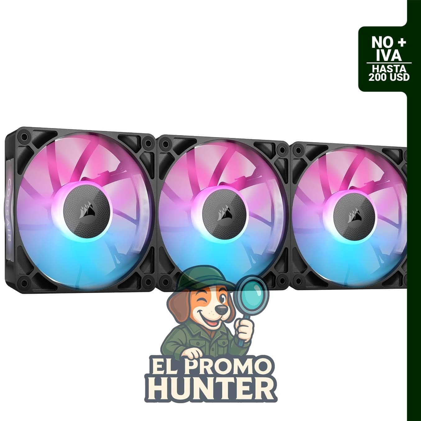 CORSAIR iCUE Link RX120 RGB - Ventiladores PWM de 12 cm con hub iCUE Link System, rodamiento magnético.