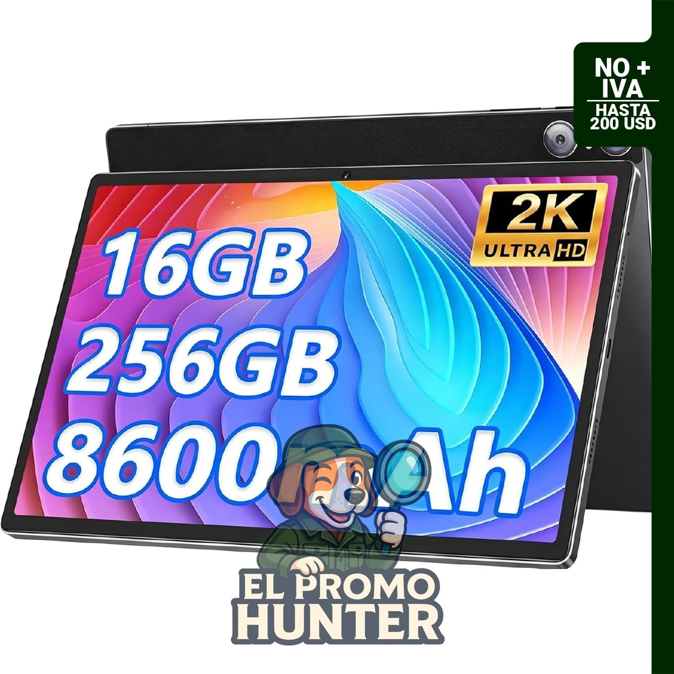 YESTEL Tableta Android 13 de 11 pulgadas, 16GB de RAM, 256GB de almacenamiento, batería de 8600mAh, pantalla 2K.