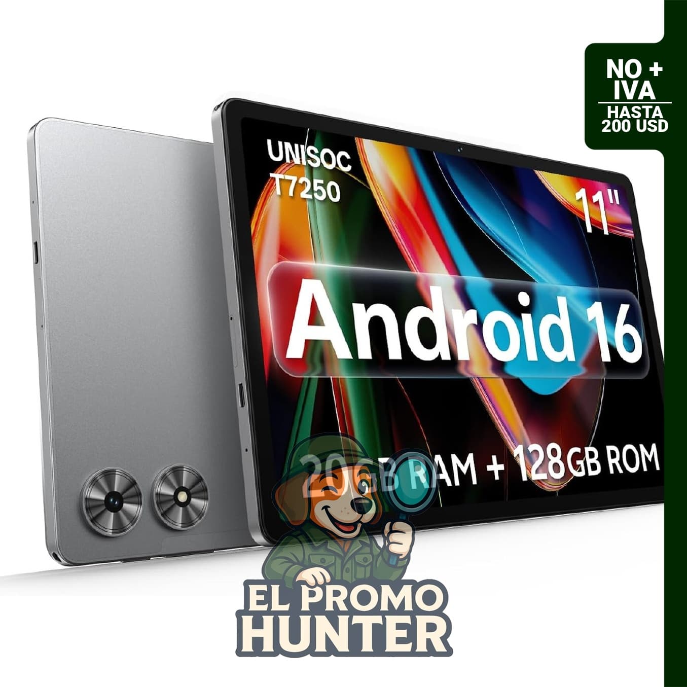 Tablet Android 16 de 11 pulgadas, procesador Octa-Core, 20GB de RAM y 128GB de almacenamiento.