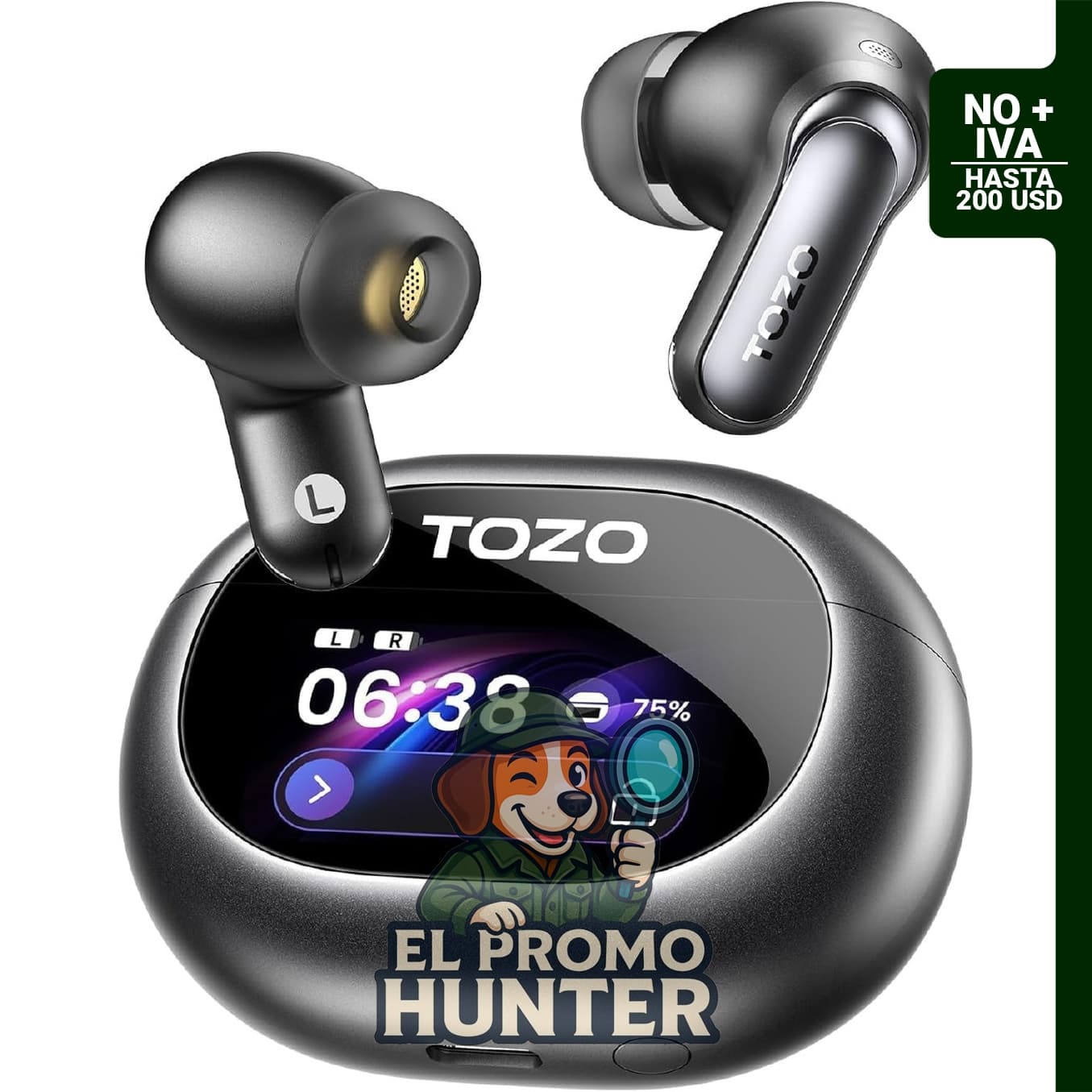 TOZO Auriculares inalámbricos NC20 Pro con cancelación activa de ruido.
