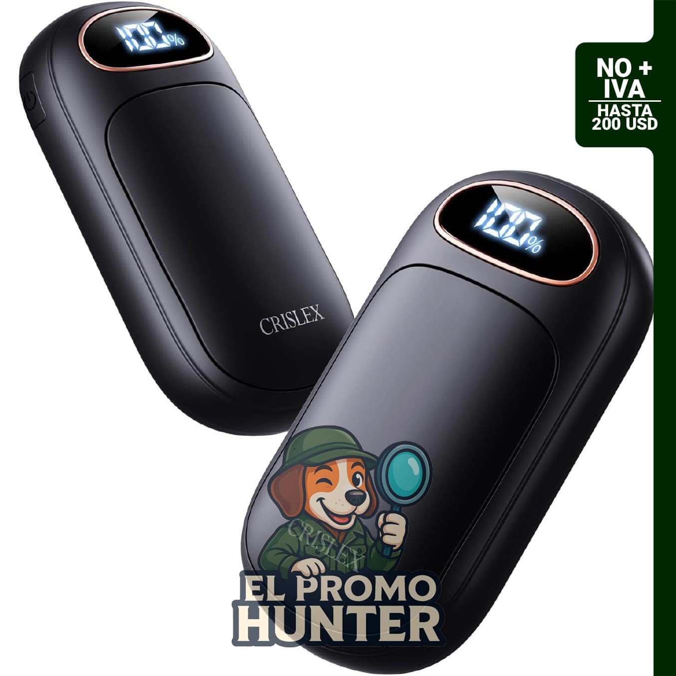 Calentadores de manos eléctricos CRISLEX, recargables y reutilizables, con pantalla LED y 4 niveles de calor.