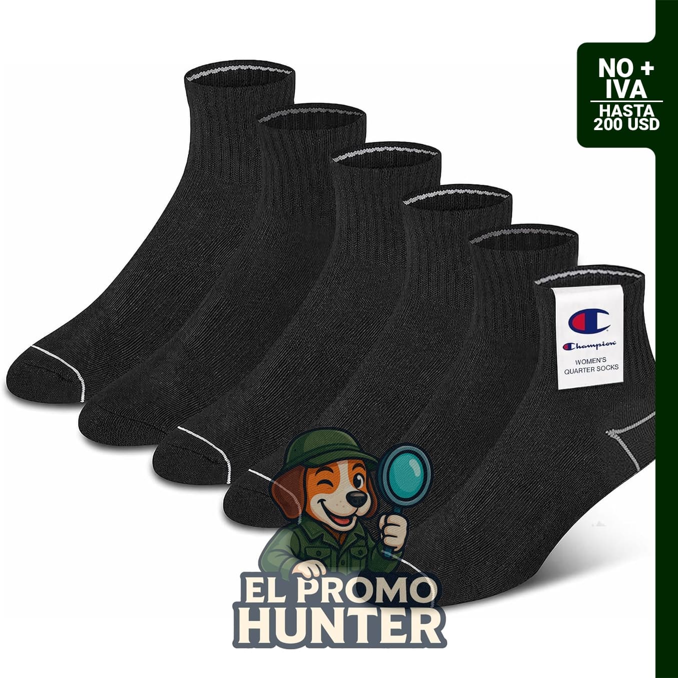 Calcetines cortos para mujer Champion, paquete de 6, con soporte de arco y tecnología que absorbe la humedad.