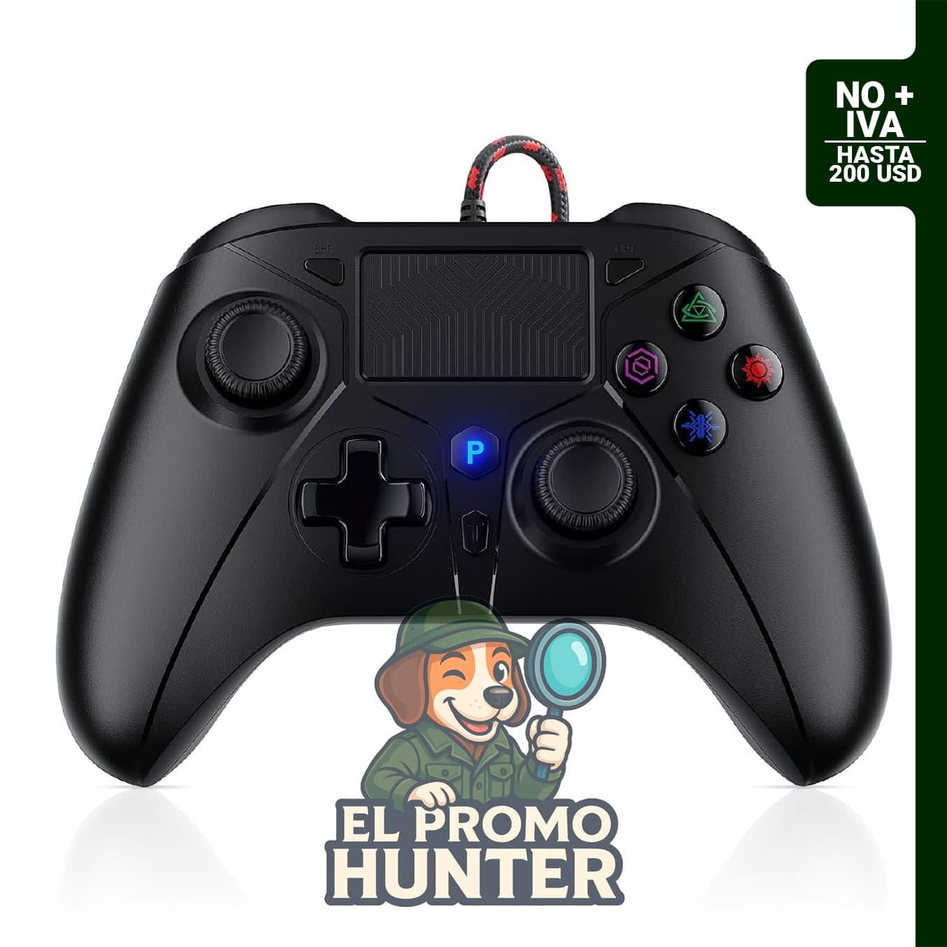 Gamrombo Controlador Con Cable para PS5, compatible con PS5, PS4 y PC, incluye soporte Turbo y conector de audio de 3.5mm.