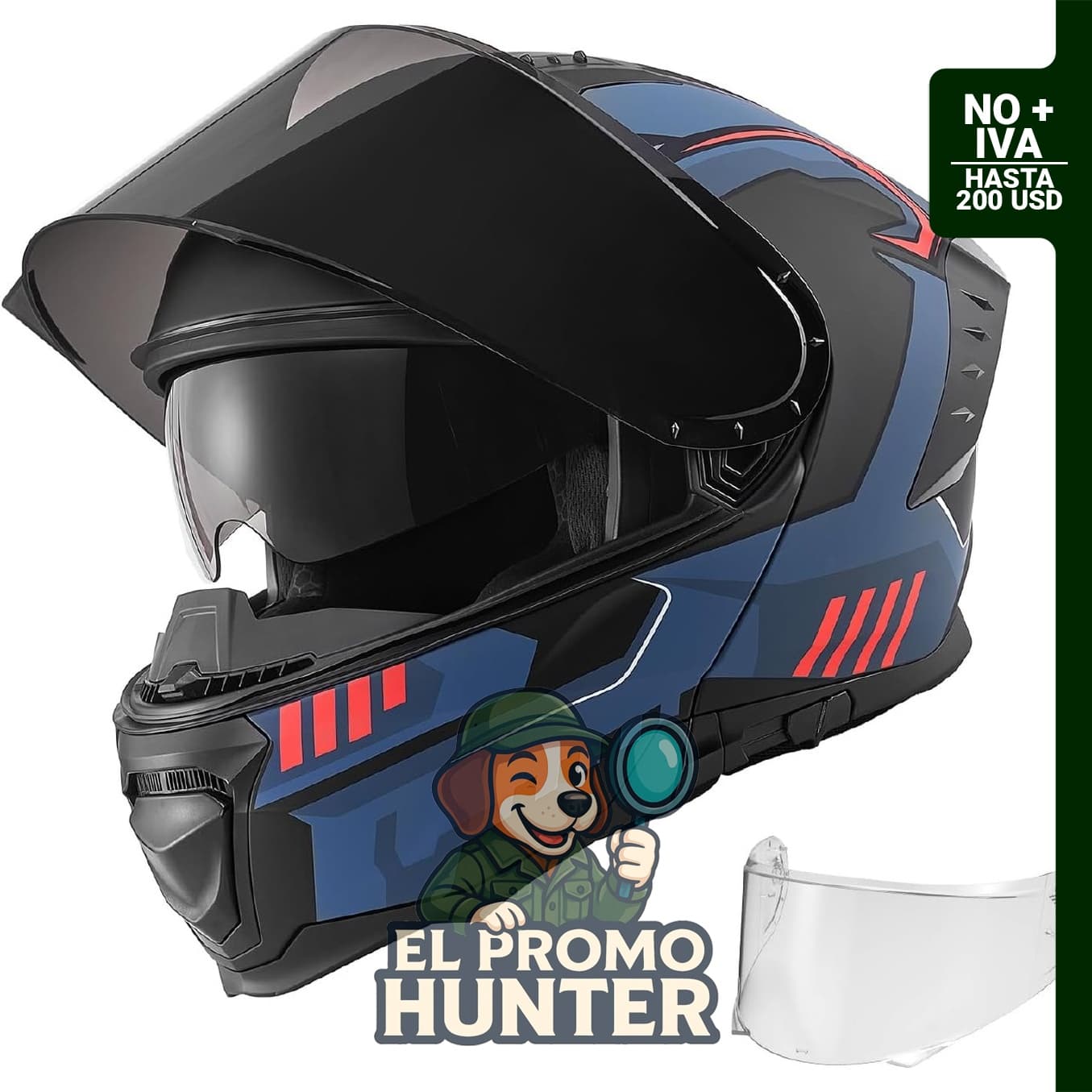 VEVOR Casco de motocicleta DOT, casco de motocross con visera transparente y forro desmontable.