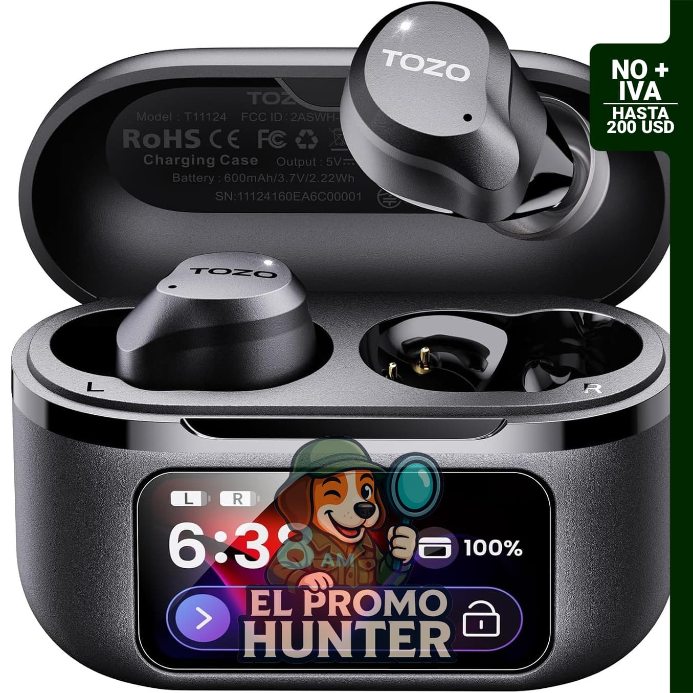 TOZO NC9 Pro Auriculares inalámbricos con cancelación activa de ruido.