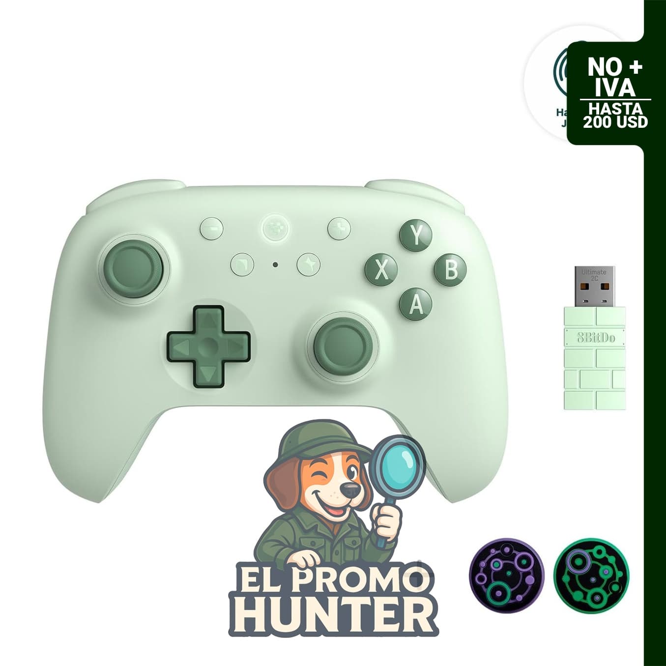 Controlador inalámbrico 8Bitdo Ultimate 2C con joysticks de efecto Hall y gatillos Hall para Windows PC y Android.
