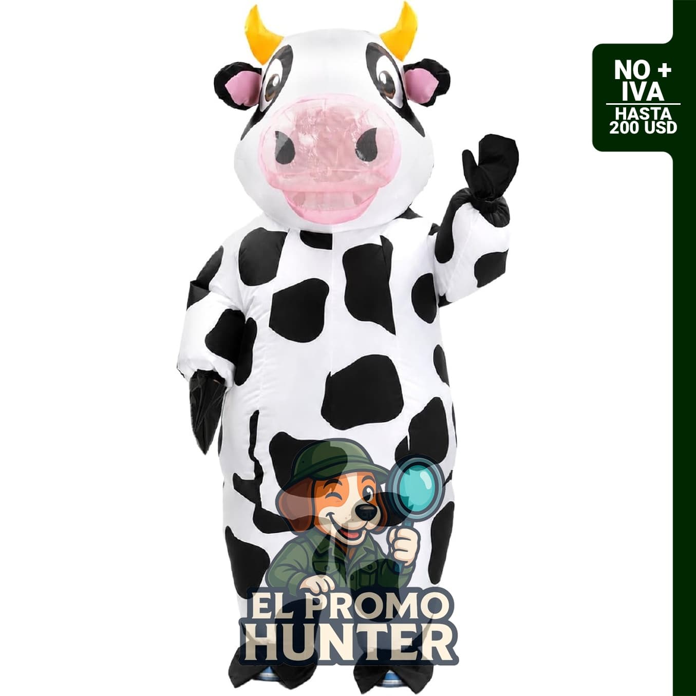 Disfraz inflable de vaca para adultos, incluye bomba de aire.