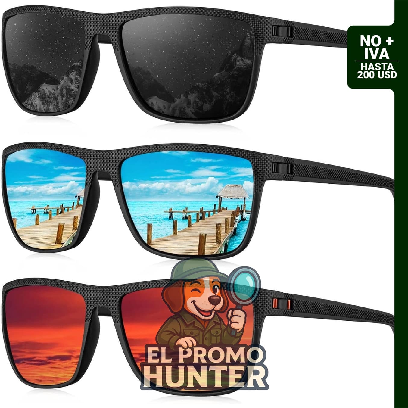 KALIYADI Lentes de Sol Polarizados para Hombre, ligeros, protección UV, adecuados para conducción, pesca y golf.