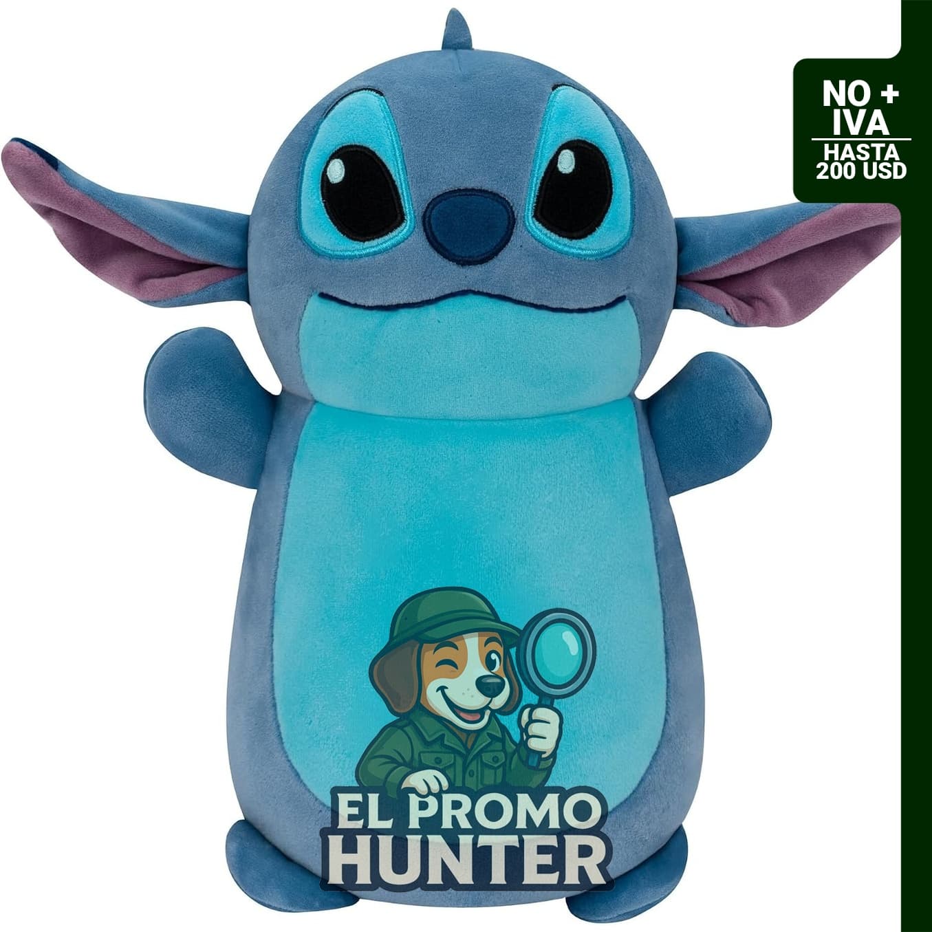 Squishmallows Disney Original 10" (25 cm) Stitch HugMees - Peluche ultrasuave de Jazwares.
