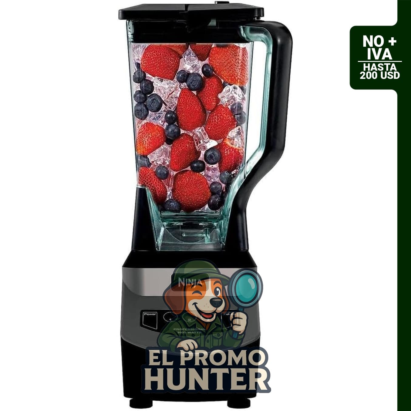 Licuadora Ninja NJ601AMZ de 1000 W, apta para batidos, salsas y bebidas congeladas.