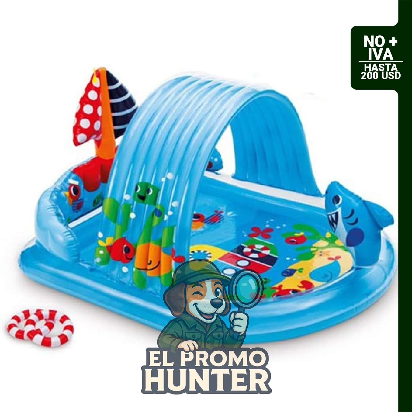 INTEX 57128MW Shark Play Center - Piscina inflable para niños, 156.2 x 129.5 x 83.8 cm.