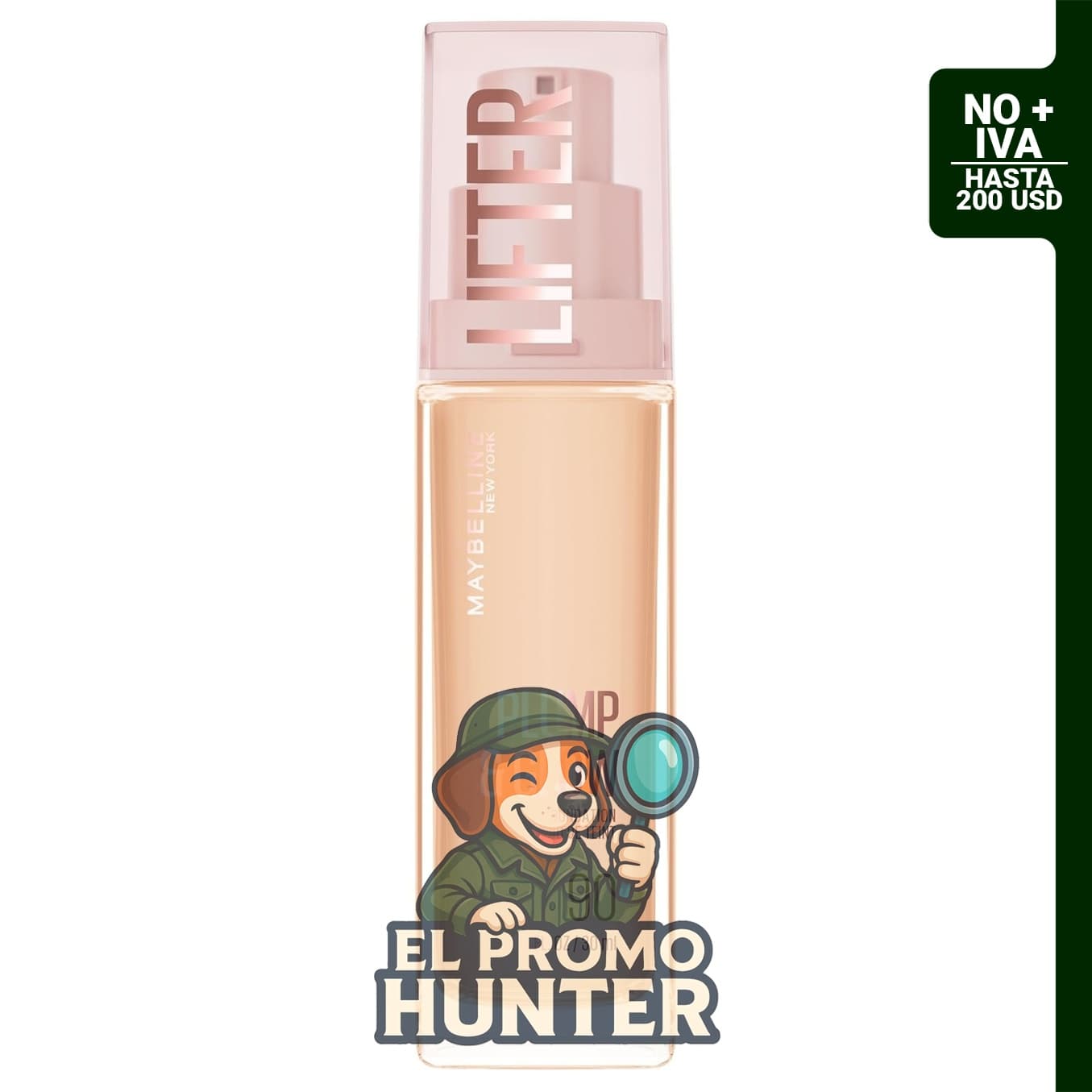 Maybelline Lifter Plump & Glow Foundation, base líquida con 2% de niacinamida y ácido hialurónico.