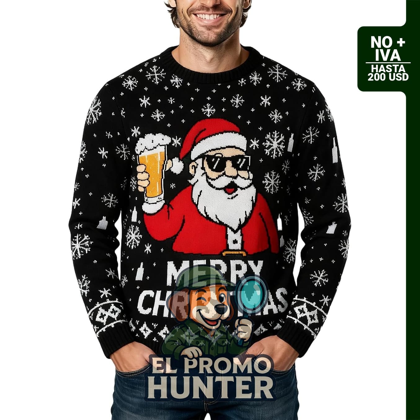 Suéter VUTAQE de Navidad para hombres, diseño de copos de nieve y Santa, manga larga.