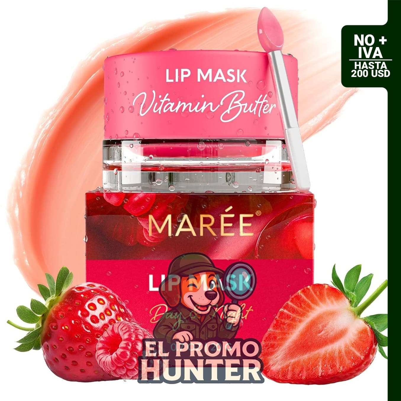 MAREE Mascarilla Labial Nocturna, tratamiento hidratante con ácido hialurónico y colágeno para labios secos.