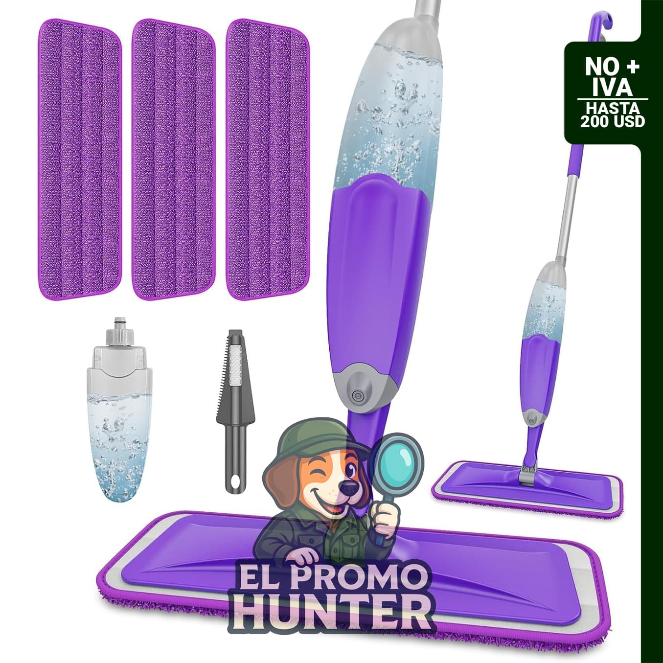 HOMTOYOU Trapeadores de aerosol para limpieza de pisos, mopa húmeda compatible con madera dura, azulejos y vinilo.