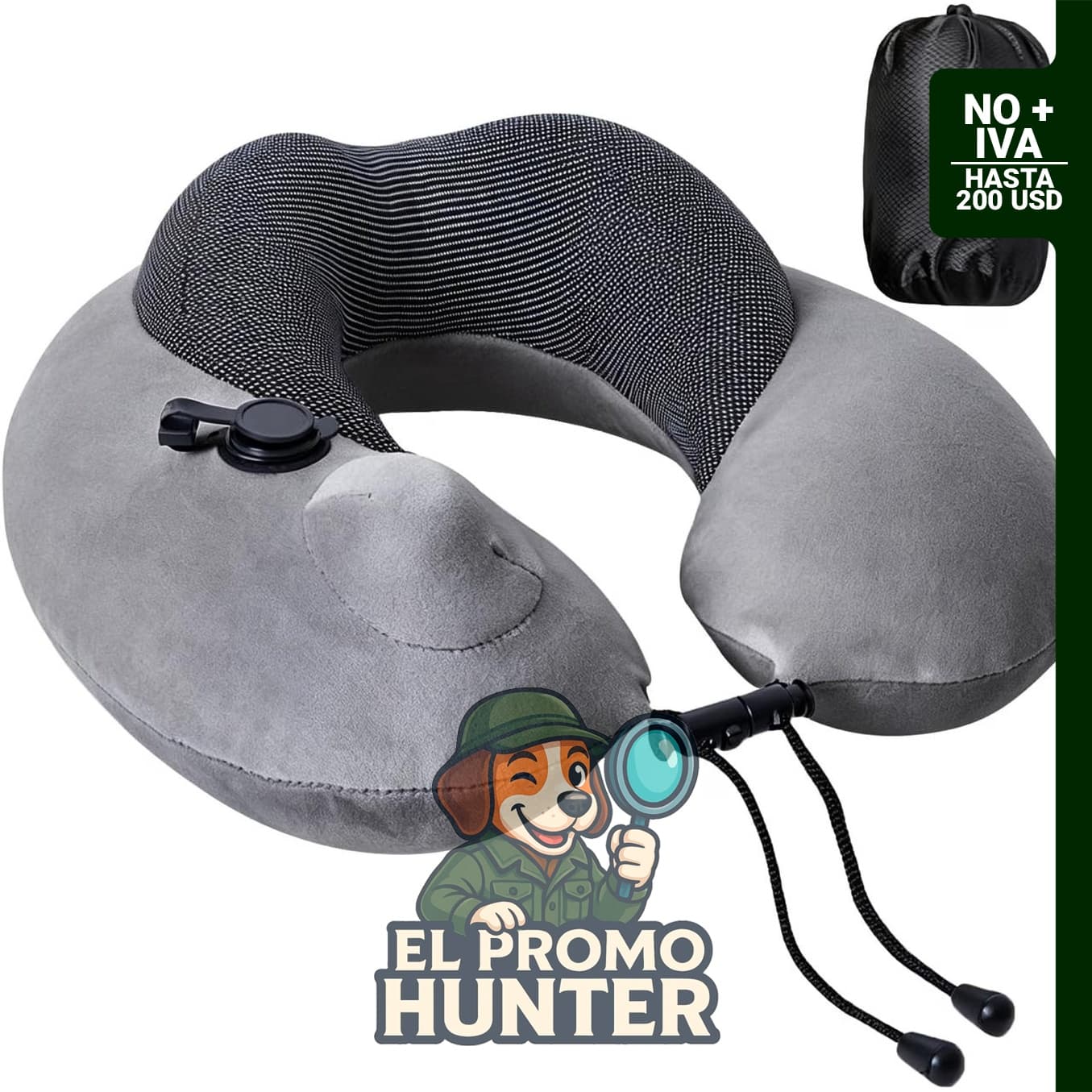 Almohada de viaje inflable para cuello, soporte para cabeza y nuca.