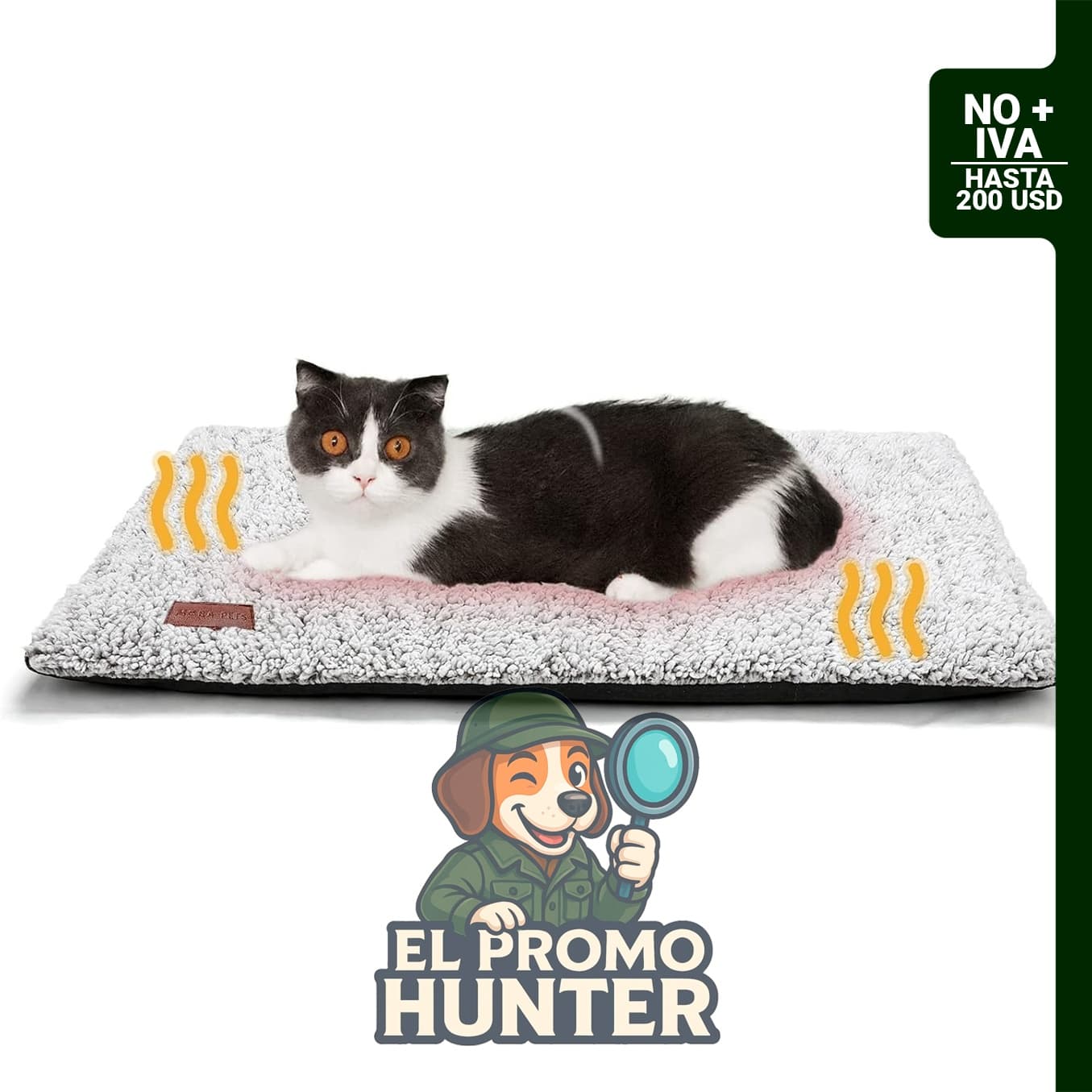 Cama autocalentable para gatos y perros de 61 x 46 cm, almohadilla térmica con funda extraíble.