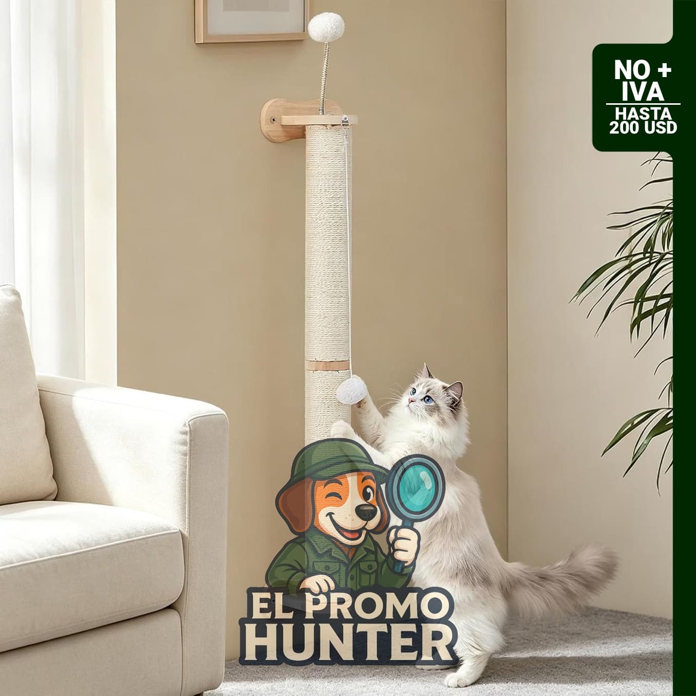 Rascador para gatos EMUST montado en la pared de 33" (84 cm), poste.