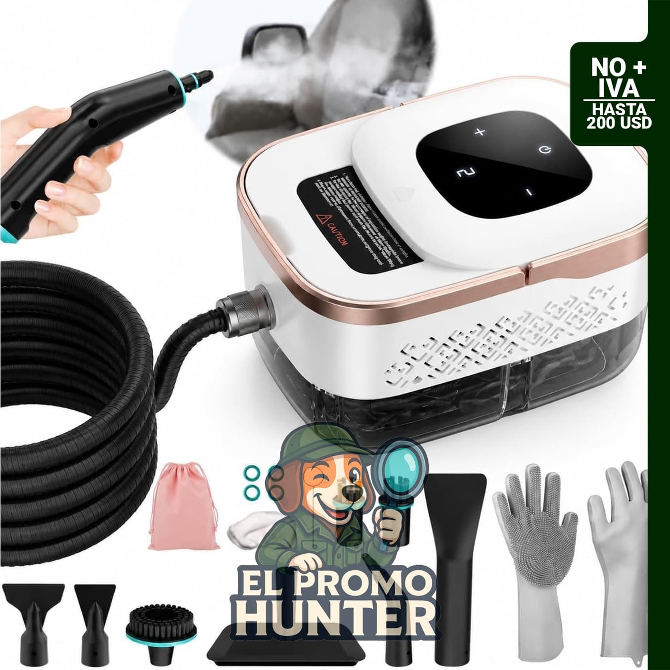 Limpiador de vapor Bestbuy8 con 6 niveles de vapor y tanque de 42 oz (1.25 L), incluye 11 accesorios.