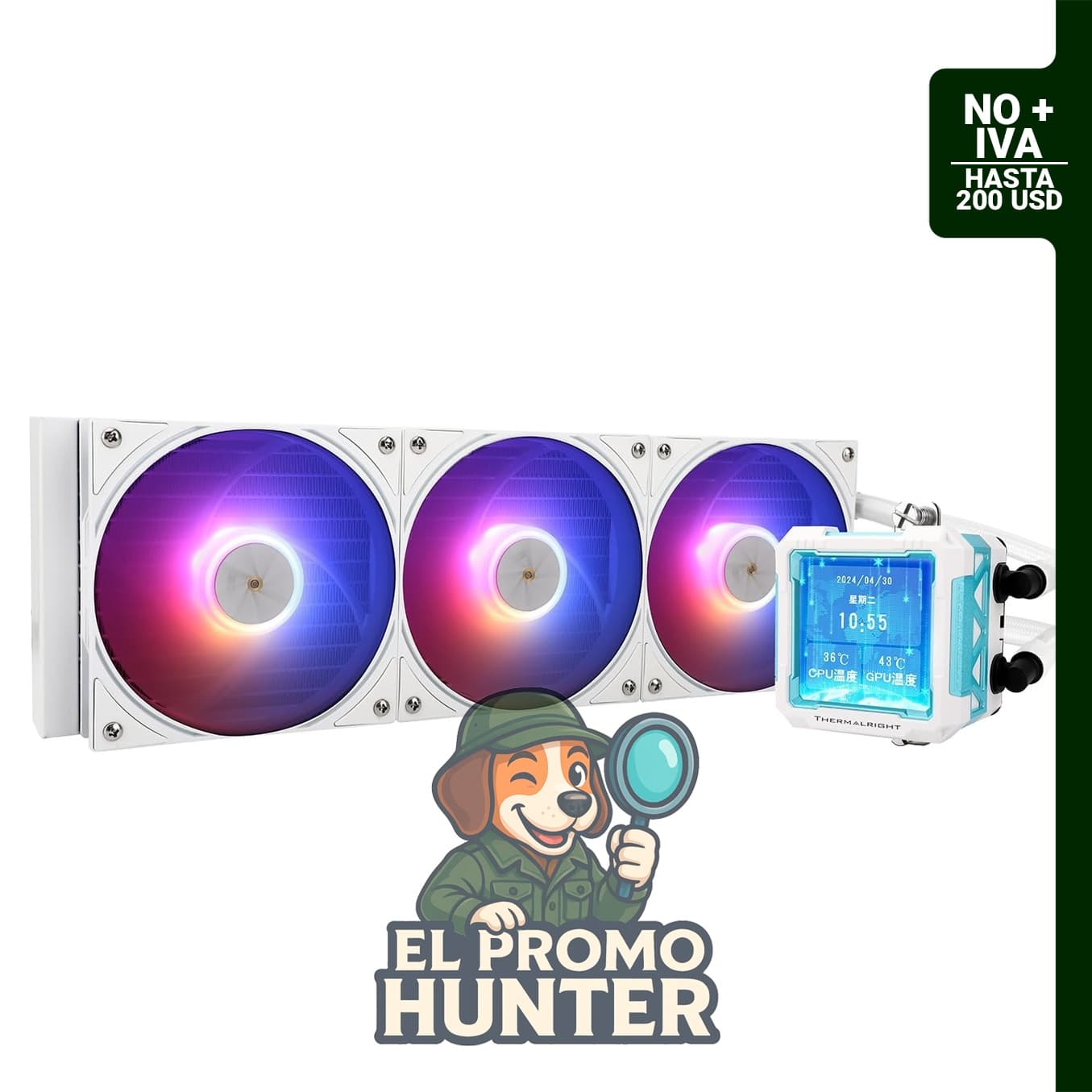 Thermalright FW PRO 360 ARGB Enfriador AIO de CPU blanco, con pantalla LCD IPS de 320 x 320, compatible con AM5 e Intel 1700/1851.