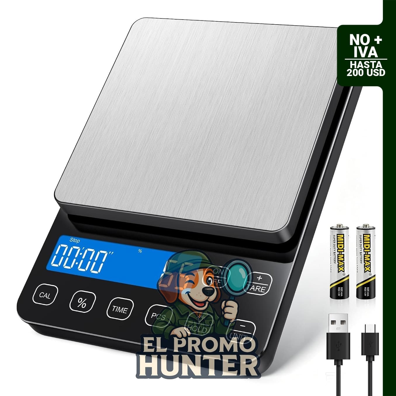 Báscula digital ZORAVIXO para cocina, capacidad de 10 kg (22 lb) y precisión de 0.004 oz.