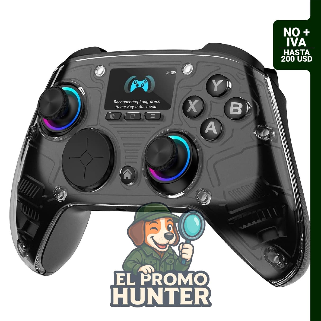 Controlador AOC para PC con pantalla interactiva, sticks y gatillos de efecto Hall.