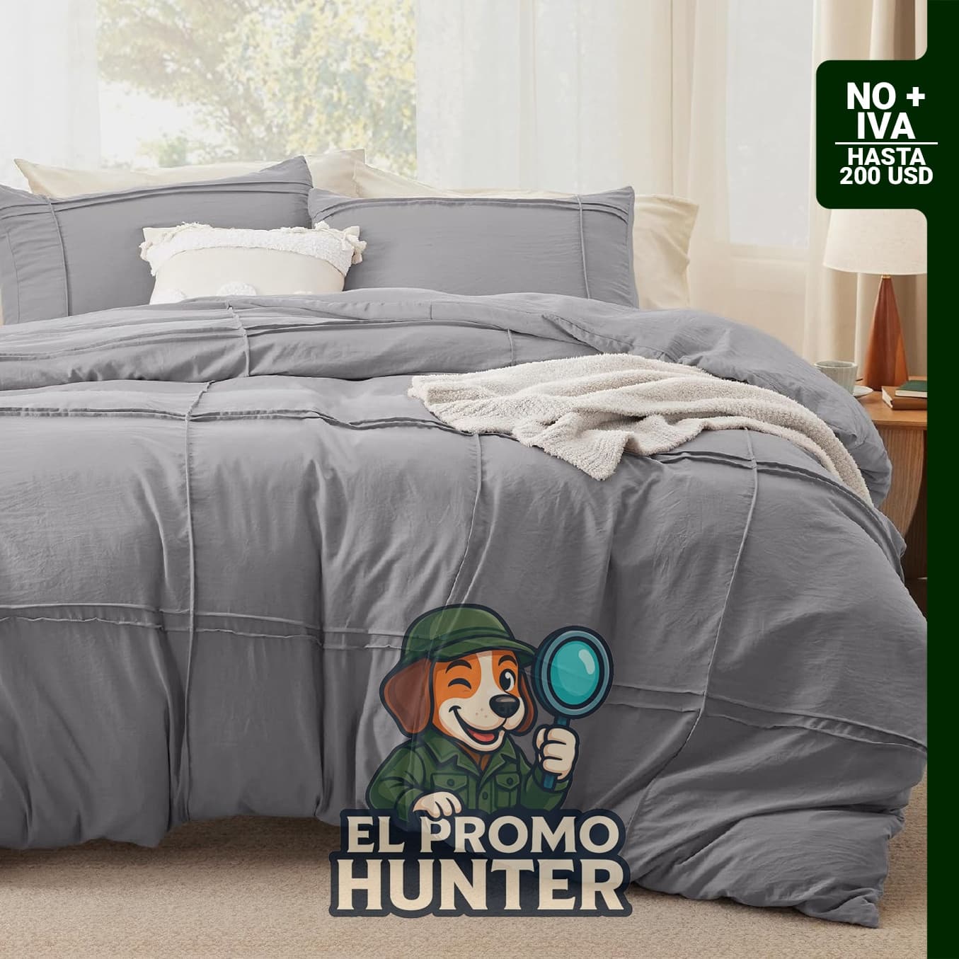 Bedsure Juego de funda de edredón bohemia con cuadrícula tamaño King, incluye 1 funda de edredón y 2 fundas de almohada.