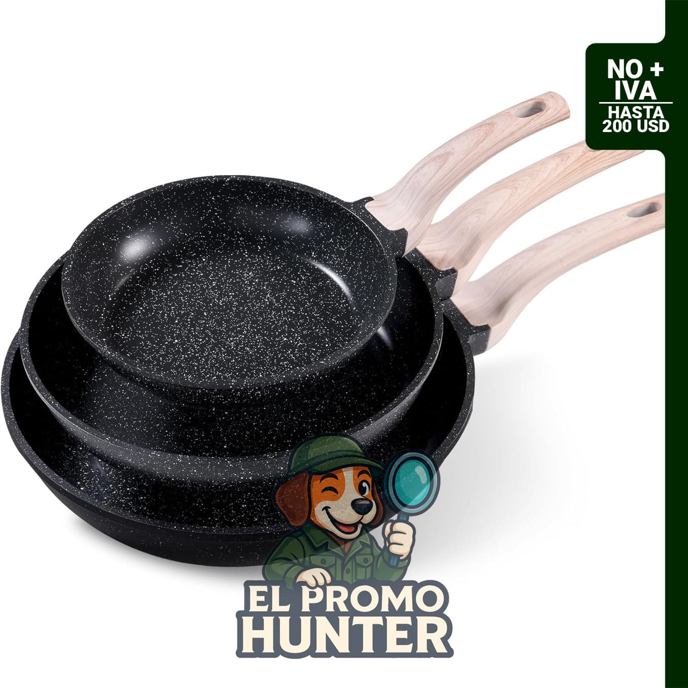 Juego de sartén antiadherente CAROTE, incluye sartén para tortillas y sartén de huevos, compatible con inducción.