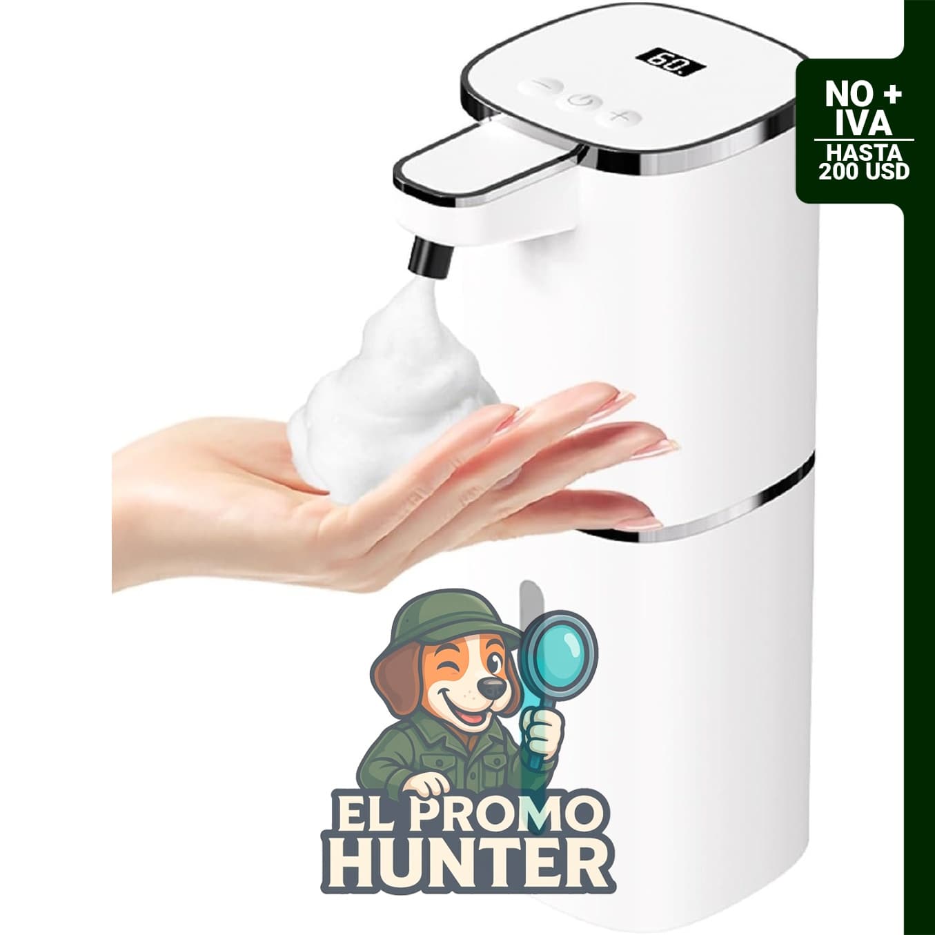 Dispensador automático de jabón espumoso OHIFAST, recargable por USB, 13.5 oz (400 ml), 9 niveles ajustables.
