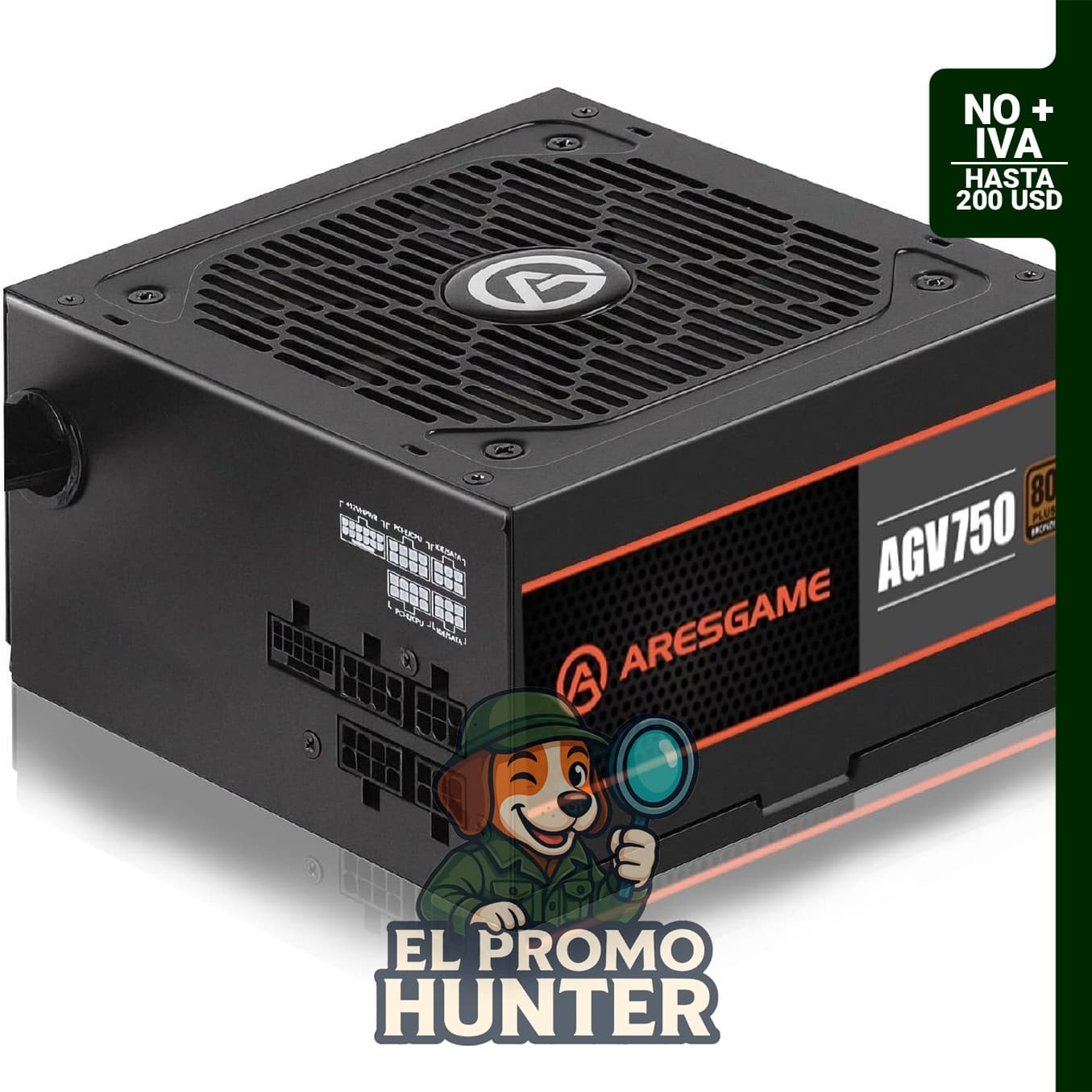 ARESGAME Fuente de alimentación AGV750 750W, semimodular, certificado 80 Plus Bronze, garantía de 5 años.