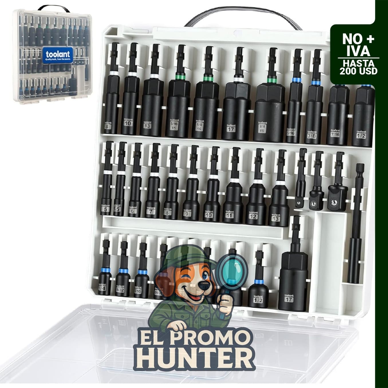 toolant Juego de destornilladores de tuerca magnética, 34 piezas con adaptadores y extensión de broca.