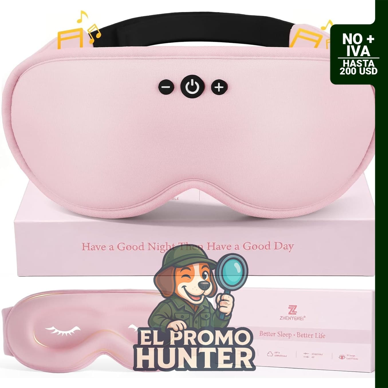 Máscara de dormir con auriculares Bluetooth, 100% opaca, diseño 3D, apta para pestañas.