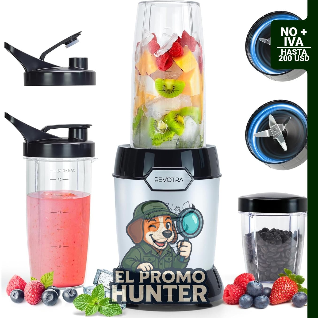 REVOTRA Licuadora personal para batidos y smoothies.